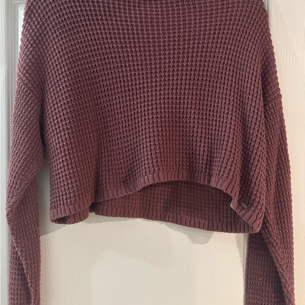 Women Hollister Off-the-Shoulder Waffle Knit Sweater - Mauve